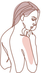 Trendy Line Art Woman Body. Minimal Black Lines Drawing. Female Figure Line Abstract Drawing. Modern Scandinavian Design. Naked Body Art. Vector Illustration. Sketch of woman body
