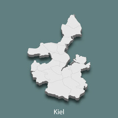 3d isometric map of Kiel is a city of Germany