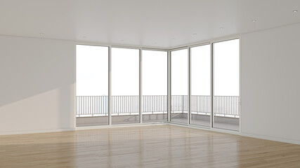 Illustration 3D rendering large luxury modern bright interiors Living room mockup computer digitally generated image