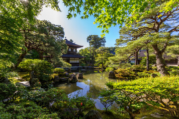 Fototapeta na wymiar The Ginkakuji Temple (The Silver Pavilion) Unesco World Heritage Site, Uji, Kyoto, Japan. - Image