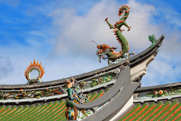 Traditional Chinese Dragon Decoration of  the ancient Thian Hock Keng Temple in Singapore