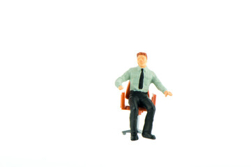 Miniature people office, worker, engineer worker, construction and traveler concept in variety action on white background
