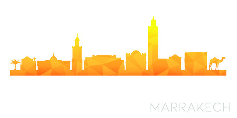Marrakesh, Morocco Low Poly Skyline Clip Art City Design. Geometric Polygon Graphic Horizon Icon. Vector Illustration Symbol.