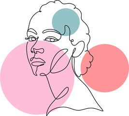 Black Woman Portrait Line Drawing African American Woman Line . Female naked. One line art minimalist portrait. Female vector logo. 