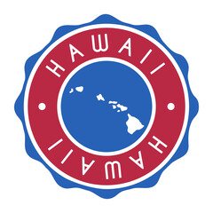 Hawaii, USA Badge Map Vector Seal Vector Sign. National Symbol Country Stamp Design Icon Label. 