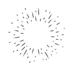 Sunburst doodle. Star, firework explosion. Hand drawn vector Illustration.