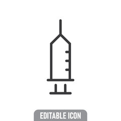 Syringe icon. Vaccine vaccination symbol. Editable line stroke.