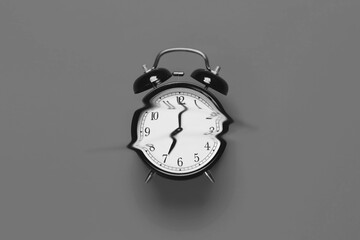 distorted black and white alarm clock