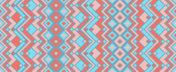 Asymmetric rhombus traditional motifs vector geometric pattern.