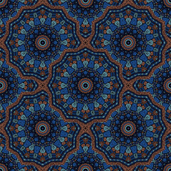 Round medallion vector tile or textile seamless pattern.
