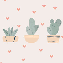 Vector cactus illustration in trendy flat style.