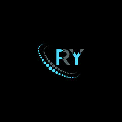RY letter logo abstract design. RY unique design,
 RY letter logo design on black background.
 RY creative initials letter logo concept. RY letter design.
 RY letter design on black background. RY , R - obrazy, fototapety, plakaty