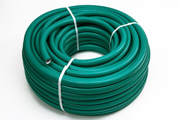 A rubber hose wrapped in a bobbin and fastened with a plastic lock