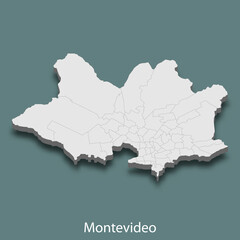 3d isometric map of Montevideo is a city of Uruguay