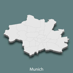 3d isometric map of Munich is a city of Germany