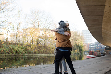 Happy young couple hugging