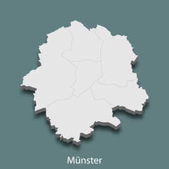 3d isometric map of Münster is a city of Germany