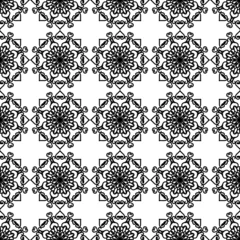 Fototapete seamless monochrome black contour pattern. decorative surfaces. tile. cover, template, print. interior design. © marsela564
