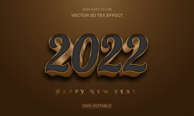 2022 New Year 3d text effect design. Happy new year 3d vector text effect design. 