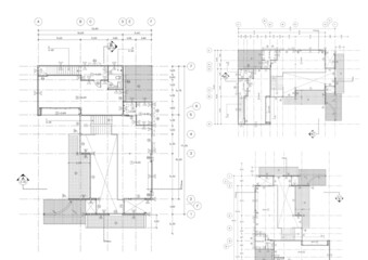 Fototapeta premium Floor plan designed building on the drawing.
