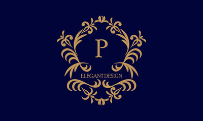 Exquisite monogram template with the initial letter P. Logo for cafe, bar, restaurant, invitation. Elegant company brand sign design.