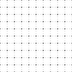 Square seamless background pattern from black cosmic symbols are different sizes and opacity. The pattern is evenly filled. Vector illustration on white background