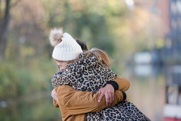 Happy young couple hugging