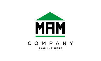 MAM three letter house for real estate logo design