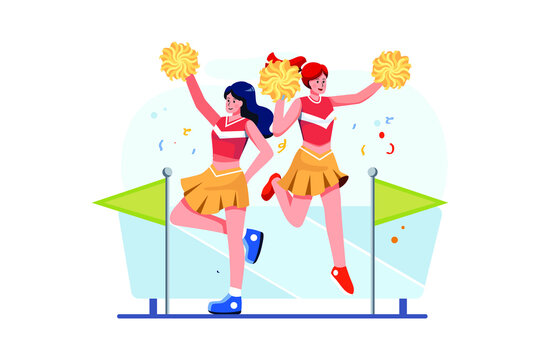 Cheerleader performance Illustration concept. Flat illustration isolated on white background.