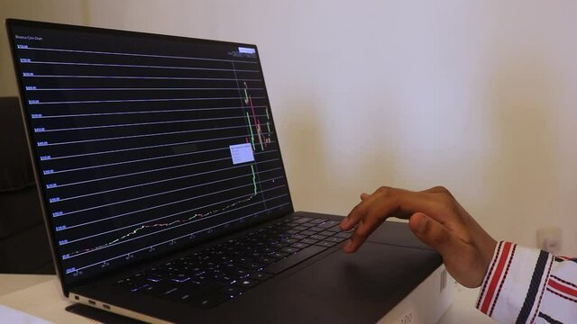 African Woman Looking At Binance Stock Chart Over The Years
