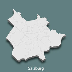 Naklejka premium 3d isometric map of Salzburg is a city of Austria