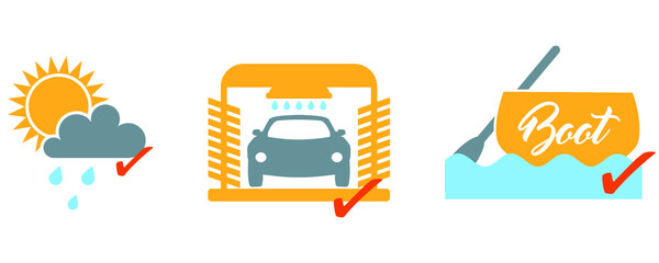 Icons: Beständigkeit von Folienaufkleber für Auto, Boot, Fahrrad, etc.