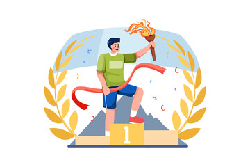 Man with Sport torch Illustration concept. Flat illustration isolated on white background.