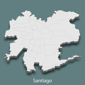 3d isometric map of Santiago is a city of Chile