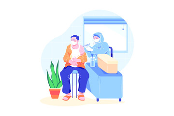 Doctor giving Covid-19 vaccine to a patient Illustration concept. Flat illustration isolated on white background.