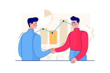Customer Handshaking With Marketing Agent Illustration concept. Flat illustration isolated on white background.