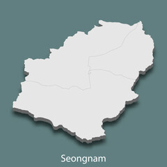 3d isometric map of Seongnam is a city of Korea