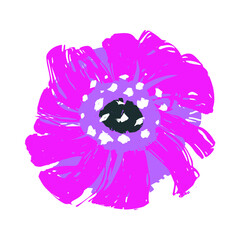 Sketch brush stroke doodle flower for decorative design. Vector paper texture. Grunge texture. Botanical print. Vector design. Design element. Floral branch. Line art.