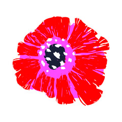 Sketch brush stroke doodle flower for decorative design. Vector paper texture. Grunge texture. Botanical print. Vector design. Design element. Floral branch. Line art.