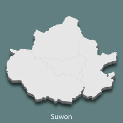 3d isometric map of Suwon is a city of Korea