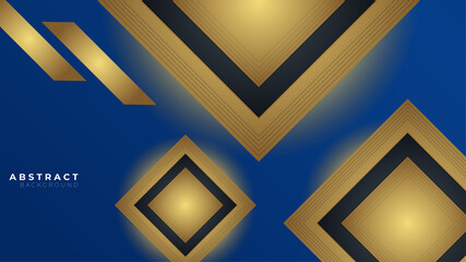 Modern luxury dark blue, black and gold presentation background
