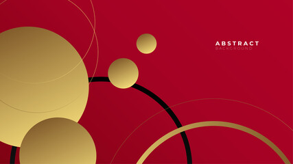 Abstract luxury dark red and gold presentation background with gold lines and waves