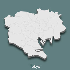 3d isometric map of Tokyo is a city of Japan
