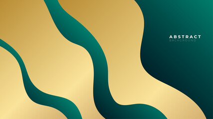 Abstract background in dark green and gold color. Modern corporate tech concept background vector