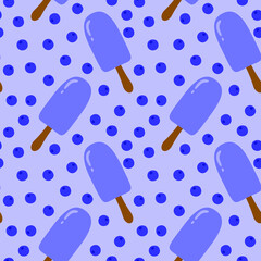 Vector trendy seamless pattern with bitten ice cream. Modern summer fashion print background
