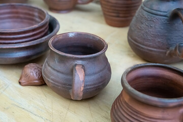 pottery handmade mugs, traditional medieval beer goblet