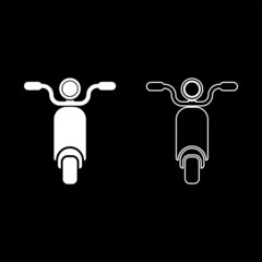 Moped Scooter Motorcycle Electric bike icon white color vector illustration flat style image set
