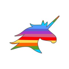 Colorful unicorn icon isolated on white background