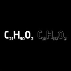 Chemical formula C21H30O2 Cannabidiol CBD Phytocannabinoid marijuana pot grass hemp cannabis molecule icon white color vector illustration flat style image set