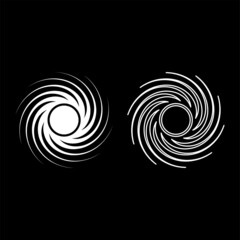 Black hole spiral shape vortex portal icon white color vector illustration flat style image set